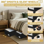 Under Bed Storage with Wheels, 2 Pack Underbed Storage Containers with Clear Lid & Label, XXL 75L Easy Assembly Rolling Under Bed Shoe Storage for Clothes, Shoes, Blankets, Black(28.3 X 16.5 X 9.5 in) - Image 4