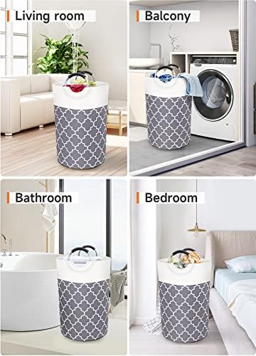 Fabspace Large Laundry Basket Laundry Hamper Bag Washing Bin Clothes Bag Collapsible Tall with Handles Waterproof Travel Bathroom College Essentials Storage for College Dorm, Family (Grey) 75L - Image 7