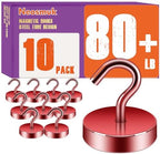 Neosmuk Magnetic Hooks Steel Tube Design for Cruise,80lb+ Red,10 Pack by Neosmuk