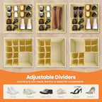 Foyego 2 Pack Shoe Organizer for Closet, Shoe Storage with Wheels, Beige - Image 5