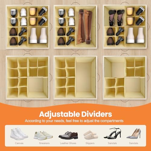 Foyego 2 Pack Shoe Organizer for Closet, Shoe Storage with Wheels, Beige - Image 5