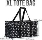 Extra Large Utility Tote Bag - Oversized Collapsible Reusable Wire Frame Rectangular Canvas Basket With Two Exterior Pockets For Beach, Pool, Laundry, Car Trunk, Storage - Dog Paw - Image 4