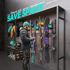 Ski & Snowboard Wall Rack for Garage Wall Fits Any Ski/board, Ski Wall Mount Holders Damage-Free Storage Rack, Garage Organization Space-Saving Winter Gear Organizer, Green, 4 Pack - Image 2