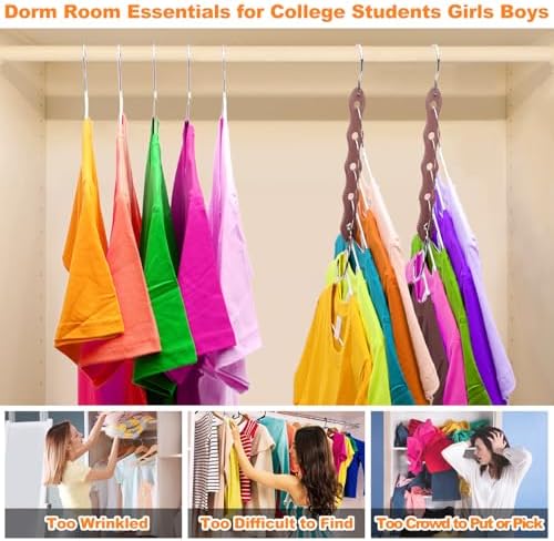 Closet Organizers and Storage,Heavy Duty Hangers Space Saving,Home Dorm Room Essentials for College Students Girls Boys,6 Pack Organization and Storage Clothes Hanger for Coat,Pants,Shirt,Scarf - Image 4