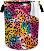 Leopard Print Laundry Basket Storage Bin Foldable Laundry Hamper Clothes Storage Bucket Organizer 19.6x15.7 Inch For Laundry Room/Bedroom/Bathroom by Bzocm
