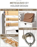 Rebee Vision Key Holder Wall Mount with 2 Drawers for Apartment, Whitewash - Image 3