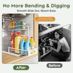 Under Sink Organizer, 2-Pack L-Shaped Metal Pull-Out Drawers for Kitchen - Image 3