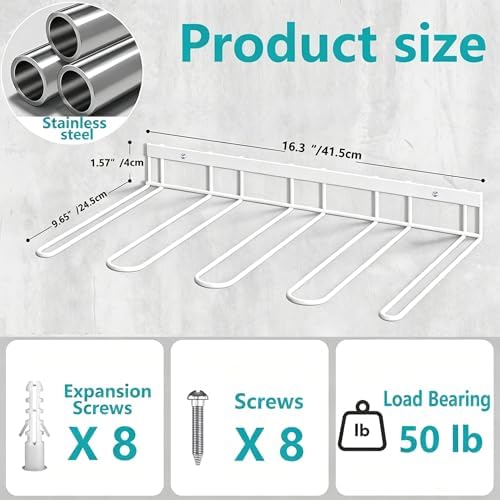 Boot Rack - 4-Pair Wader Hangers Wall Mount Sturdy Metal Cowboy Boot Hangers - Wall Boots Holder Storage Organizer for Closet, Entryway, Indoor, Garage,White - Image 2
