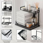 Under Sink Organizer with Pull-Out Drawers,Kitchen Sink Organizer,2 Tier Bathroom Organizers And Storage,Bathroom Accessories Set,Black 2 Pack - Image 6