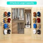 HapiRm Over Door Hat Rack - 4 Packs Metal Hanging Hat Organizer with 16 Hooks Design, Baseball Cap Hanger Organizer Storage Holds up to 80 Caps for Door, Bedroom, Closet(White) - Image 2