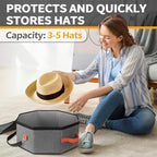 kushon Hat Storage Box for Women & Men, Hardboard Support Cowboy Hat Boxes with 1 Door Hook Hat Organizer for Travel(Grey) - Image 3