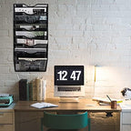 EASEPRES 8 Pocket Mesh Hanging Wall File Organizer, Wall Mounted Mail Paper Document Folder Holder, Clipboard Storage Organization Magazine Rack with Nametag Label for Office Home School, Black - Image 3