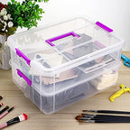 BTSKY 2 Layer Stack & Carry Box, Plastic Storage Container Box with Lid - Image 5