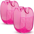 2 Pack Pop Up Laundry Hampers, 70 L Collapsible Foldable Mesh Basket, Pink by Unknown