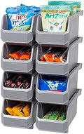 ReadySpace Medium Stackable Plastic Storage Bins, 8-Pack, Gray by Akro-Mils