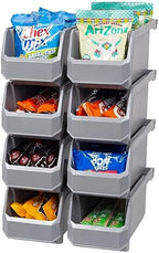 ReadySpace Medium Stackable Plastic Storage Bins, 8-Pack, Gray by Akro-Mils