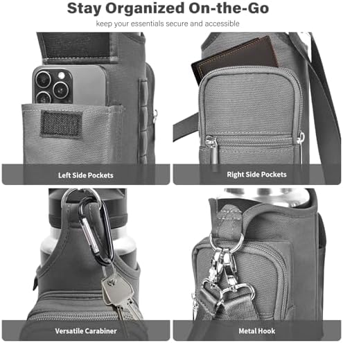 icolor Magnetic Gym Bag Water Bottle Carrier Holder with Phone Pockets & Shoulder Strap,Gym Magnetic Bag 5 Built-in Magnets Gym Accessories Organizer Sling Bottle Bag Pouch Sleeve - Image 5
