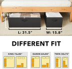 SpaceAid 2 Pack 10" High Under Bed Storage Containers, Large Underbed Storage Organizer Bins with Lids for Bedroom, Dorm, Clothes, Closet Organization, Bed Sheets and Blankets (Black) - Image 4