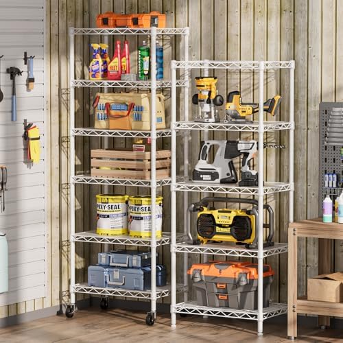 SINGAYE 5 Small Wire Shelves Kitchen Pantry Close Home Organizers and Storage Bathroom Shelf Laundry Room Organization Adjustable Book Metal Garage Shelving Unit - Image 2