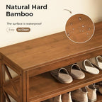 Bamworld Shoe Rack Bench with Storage 3 Tier Bamboo Shoe Bench Entryway Rustic Entryway Bench (X-Brown, 23.6 Inch - Image 6