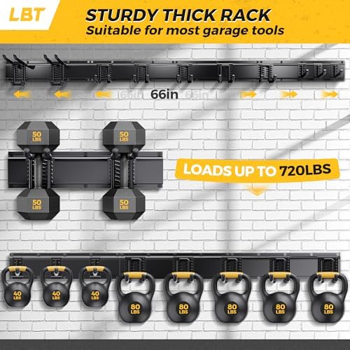 LBT 66" Garage Tool Organizer Wall Mount - 720lbs Garden Tool Organizer - Image 3