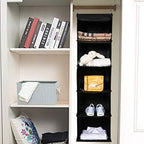 BrilliantJo 2 Pack Hanging Closet Organizer, 5 Shelves Hanging Storage with 6 Side Pockets for Clothes Shoes, 43"x12"x12"(Black) - Image 5