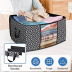100L 4 Pack Storage Bags, Foldable Clothes Bins with Clear Window, Black | Blanket Storage Containers with Reinforced Handles for Bedding, Comforters, Clothing, Quilts and Closet Organization - Image 5