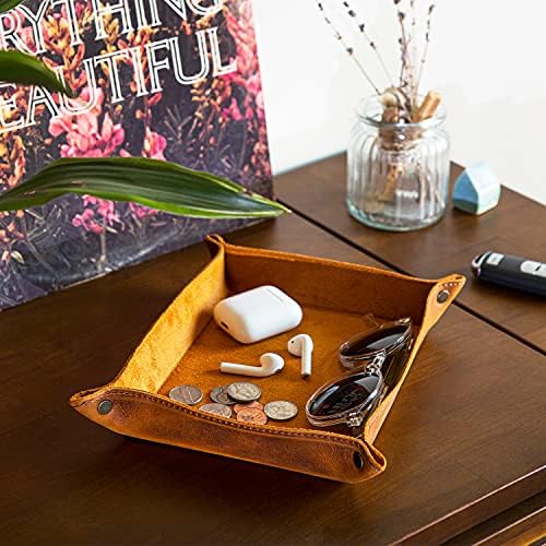 Londo Genuine Leather Tray Organizer - Practical Lightweight Water Resistant Computer Table Desk Storage Box for Wallets, Watches, Keys, Coins, Cell Phones and Office Equipment - Image 5