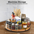 Lazy Susan Turntable Organizer for Cabinet Pantry Kitchen Countertop Refrigerator Cupboard, Pine Wood (Carbonized Black, 12“) - Image 4