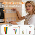 Small Acrylic Straw Holder for Cabinet Door, Adjustable Two-Part - Image 5