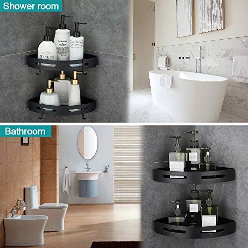 Adhesive Corner Shelf Bathroom Shower Caddy Organizer for Kitchen Toilet No Drilling 2-Tier Bathroom Corner Shelves Shower Caddies - Image 3