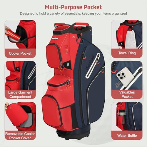 15 Way Golf Cart Bag with Organizer Top, Golf Club Cart Bag for Men - Image 3