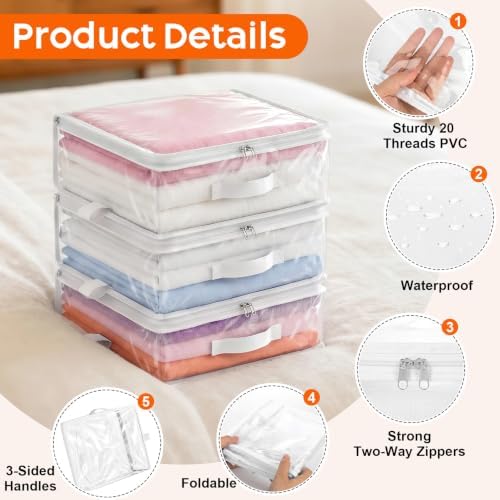 10 Pack Clear Storage Bags with Zipper Handle, Sheet Organizers and Storage - Image 5
