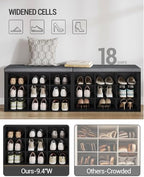 Hzuaneri Shoe Storage Bench with Cushion, Storage Bench with 18 Cubbies - Image 4