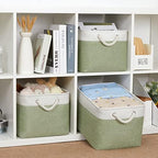 Bidtakay Large Fabric Baskets for Organizing [3-pack] Closet Organizers and Storage Baskets for Gifts Empty Foldable Nursery Baskets for Toy Storage 15 X 11 X 9.5 Inches (White&green) - Image 5