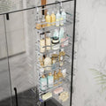 SWTYMIKI Over the Door Shower Caddy - 5 Tier Adjustable Shower Organizer Hanging with Soap Holder, No Drilling Stainless Steel Bathroom Rack Hanging for Body Wash, Shampoo, Soap, Razor, Silver by SwtyMiki-TidyHomeSweetLife