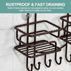 SRIWATANA Shower Caddy Hanging, Shower Organizer with Razor Hooks, Bronze - Image 3
