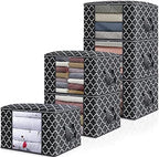Storage Bags 100L 6Pack Clothes Organization and Storage Containers | Large Blanketfor Bedding, Comforters, Foldable Organizer with Reinforced Handle, Clear Window, Sturdy Zippers, Black by WiseLife