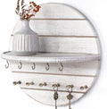 RebeeVision Pine Wood Round Key Holder Wall Mount for Wall Decor, Whitewash by REBEEVISION