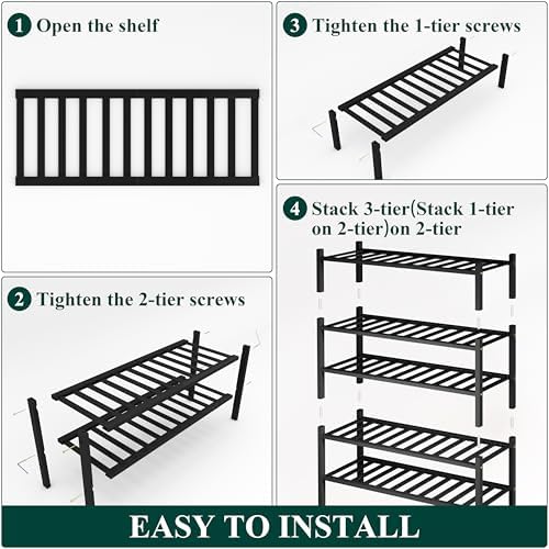 Smiry Bamboo Shoe Rack, 14 Vertical Slats, 5 Tier - 26.8" Wide, Black - Image 5