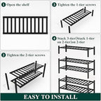 Smiry Bamboo Shoe Rack, 14 Vertical Slats, 5 Tier - 26.8" Wide, Black - Image 5
