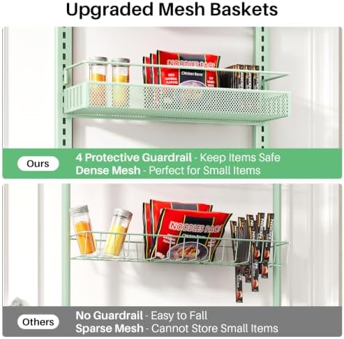 SNTD 8 Tiers Over the Door Organizer, 17" W x 6" D x 69" H, Green - Image 5