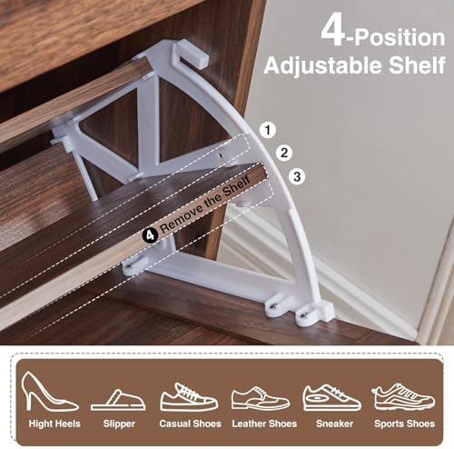 Barnyatoh Farmhouse Shoe Storage Cabinet,Shoe Organizer with 4 Flip Drawers - Image 4