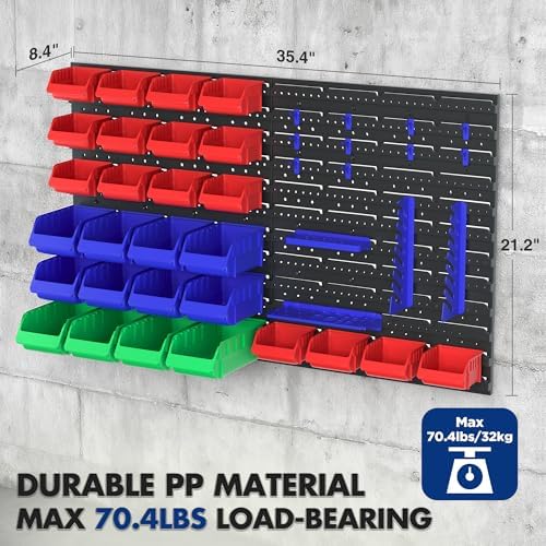 WORKPRO 44PCS Wall Mounted Storage Bins for Garage Storage - Image 4