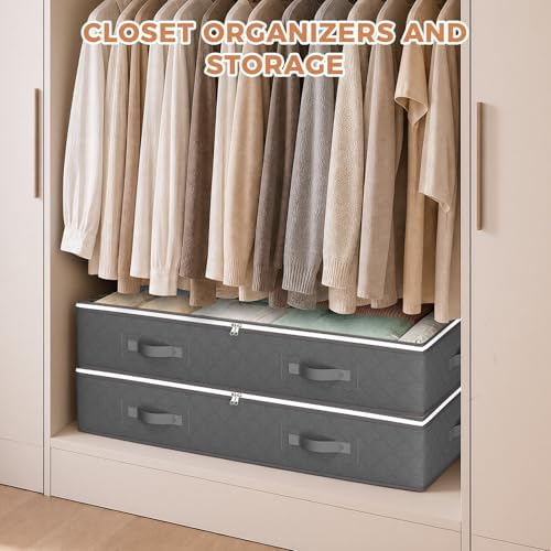 Budding Joy Under Bed Storage Containers, Storage Bins with Clear Lids | Underbed Storage Bags for Blankets, Towels, Comforter, Sweaters, Linen Sheets, Wrapping Paper - Image 4