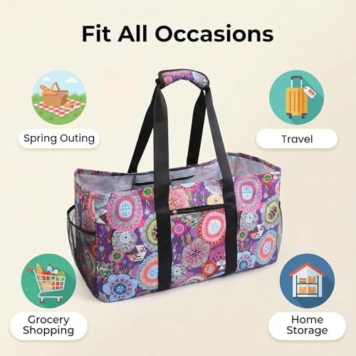 Extra Large Utility Tote Bag - Reusable Grocery Bags Foldable Heavy Duty - Image 6