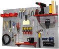 Wall Control Pegboard Organizer 4 ft. Metal Pegboard Standard Tool Storage Kit with Gray Toolboard and Red Accessories by Wall+Control
