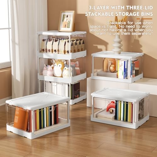 Kmiectse Clear Storage Bins with Lids 3 Pack 【Stackable & Sturdy】 - Image 3