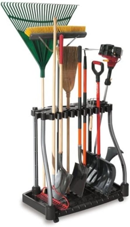Rubbermaid Garage Tool Tower Rack Easy to Assemble Wheeled Organizes up to 40 Long-Handled Tools/Rakes/ Brooms/Shovles in Home/House/Outdoor/Shed Black by Unknown