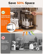 Sevenblue 2-Pack 2-Tier Height Adjustable Under Sink Organizer & Storage - Image 2